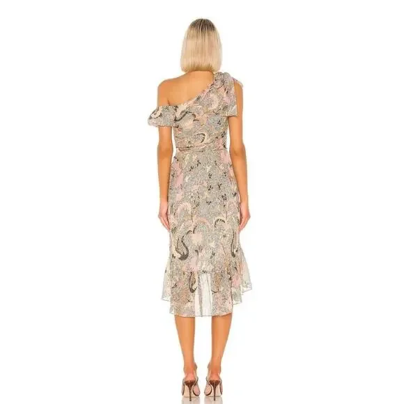Ulla Johnson Uma Midi Dress Ivory Birds Of Paradise Ruffle Asymmetrical 0 2 Silk